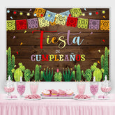 Fiesta Spitze Muster Kaktus Hölzern Geburtstag Hintergrund